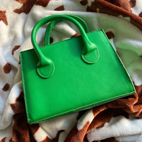 🖤5/$20 Bright Green Mini Tote Crossbody Bag - Picture 3 of 11